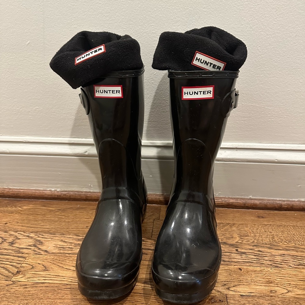 Black Hunter Boots with Fleece Liners Size 8